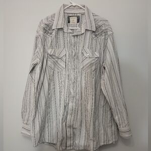 Men's Panhandle Western Pearl Snaps Embroidered Striped Shirt XXL‎